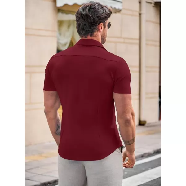 JMIERR Mens Muscle Fit Dress Shirts Casual Button Down Shirt Short Sleeve Wrinkle-Free Shirts
