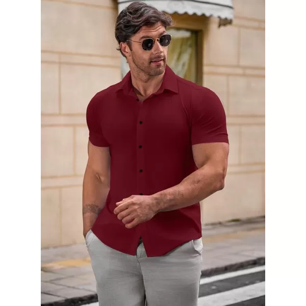 JMIERR Mens Muscle Fit Dress Shirts Casual Button Down Shirt Short Sleeve Wrinkle-Free Shirts