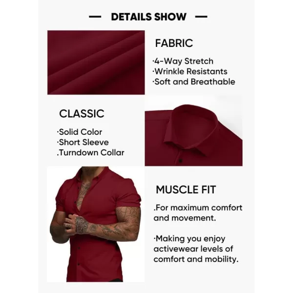 JMIERR Mens Muscle Fit Dress Shirts Casual Button Down Shirt Short Sleeve Wrinkle-Free Shirts