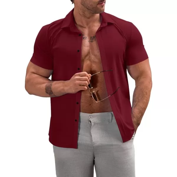 JMIERR Mens Muscle Fit Dress Shirts Casual Button Down Shirt Short Sleeve Wrinkle-Free Shirts