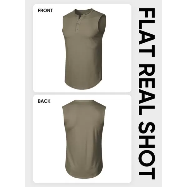JMIERR Men's Muscle Sleeveless Tank Tops Slim Henley Longline Cotton T-Shirt Tees with Button