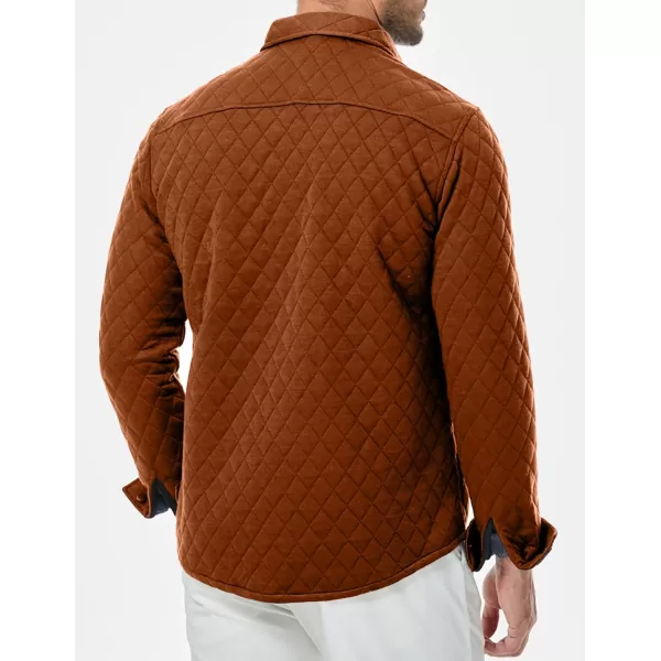 JMIERR Mens Quilted Shirt Jackets Casual Long Sleeve Snap Button Down Shirts with Pockets