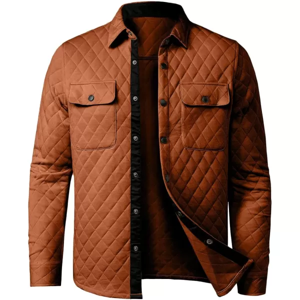 JMIERR Mens Quilted Shirt Jackets Casual Long Sleeve Snap Button Down Shirts with Pockets