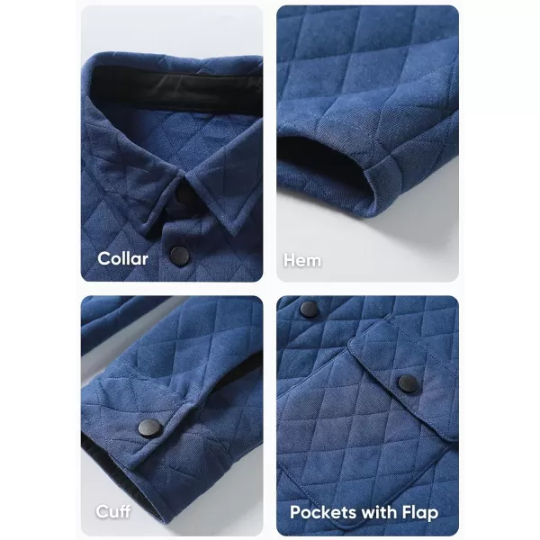 JMIERR Mens Quilted Shirt Jackets Casual Long Sleeve Snap Button Down Shirts with Pockets