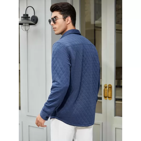 JMIERR Mens Quilted Shirt Jackets Casual Long Sleeve Snap Button Down Shirts with Pockets