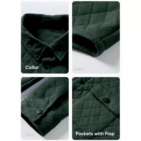 JMIERR Mens Quilted Shirt Jackets Casual Long Sleeve Snap Button Down Shirts with Pockets