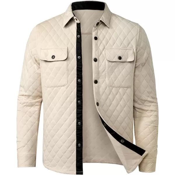 JMIERR Mens Quilted Shirt Jackets Casual Long Sleeve Snap Button Down Shirts with Pockets