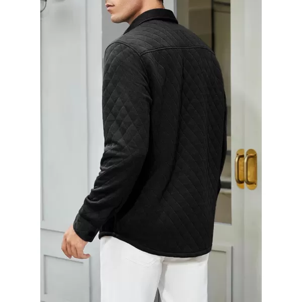 JMIERR Mens Quilted Shirt Jackets Casual Long Sleeve Snap Button Down Shirts with Pockets