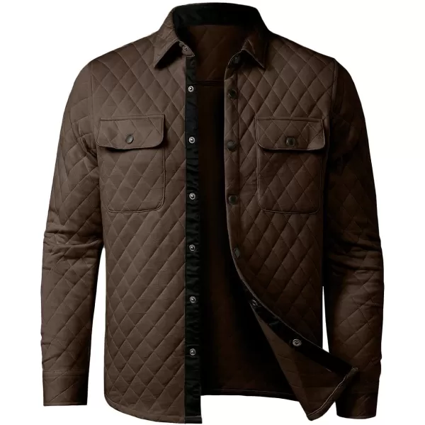 JMIERR Mens Quilted Shirt Jackets Casual Long Sleeve Snap Button Down Shirts with Pockets