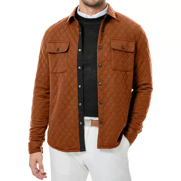 JMIERR Mens Quilted Shirt Jackets Casual Long Sleeve Snap Button Down Shirts with Pockets