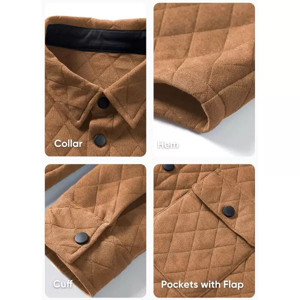 JMIERR Mens Quilted Shirt Jackets Casual Long Sleeve Snap Button Down Shirts with Pockets