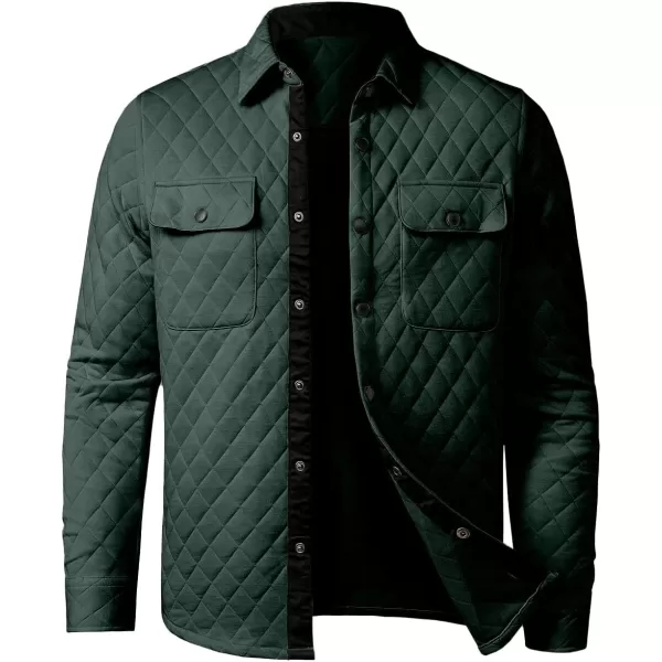 JMIERR Mens Quilted Shirt Jackets Casual Long Sleeve Snap Button Down Shirts with Pockets