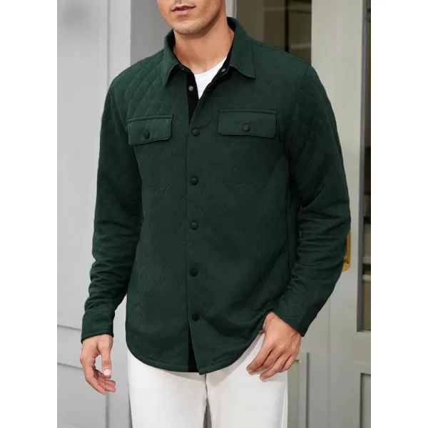 JMIERR Mens Quilted Shirt Jackets Casual Long Sleeve Snap Button Down Shirts with Pockets