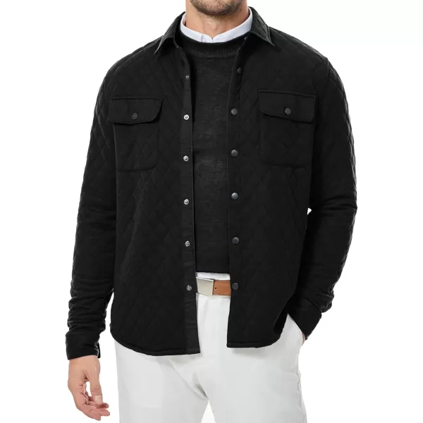 JMIERR Mens Quilted Shirt Jackets Casual Long Sleeve Snap Button Down Shirts with Pockets