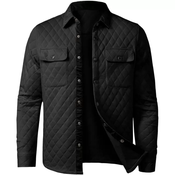 JMIERR Mens Quilted Shirt Jackets Casual Long Sleeve Snap Button Down Shirts with Pockets