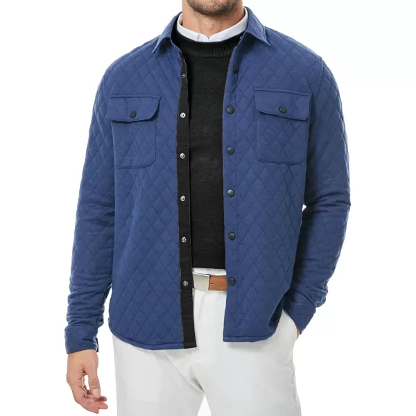 JMIERR Mens Quilted Shirt Jackets Casual Long Sleeve Snap Button Down Shirts with Pockets