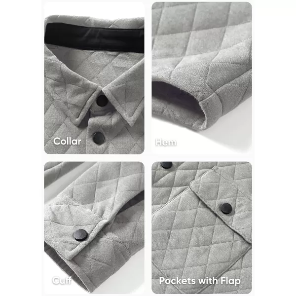 JMIERR Mens Quilted Shirt Jackets Casual Long Sleeve Snap Button Down Shirts with Pockets