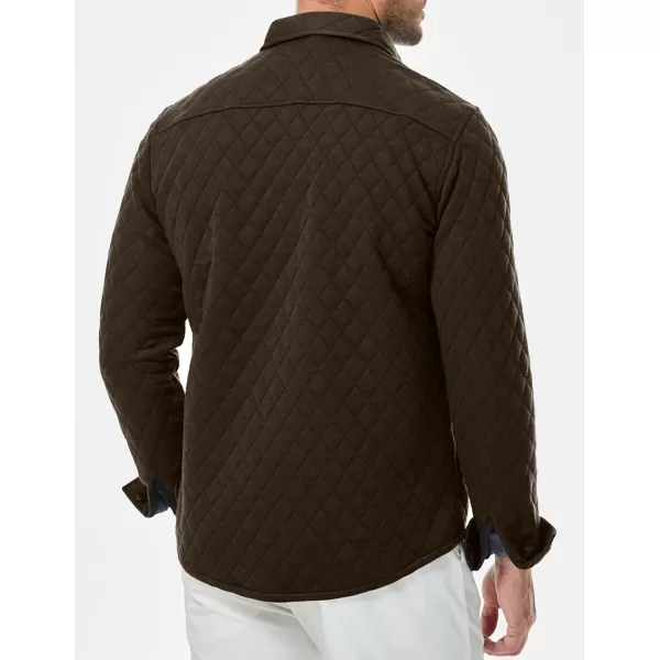 JMIERR Mens Quilted Shirt Jackets Casual Long Sleeve Snap Button Down Shirts with Pockets