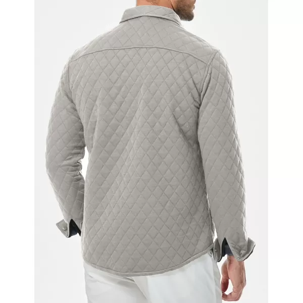 JMIERR Mens Quilted Shirt Jackets Casual Long Sleeve Snap Button Down Shirts with Pockets