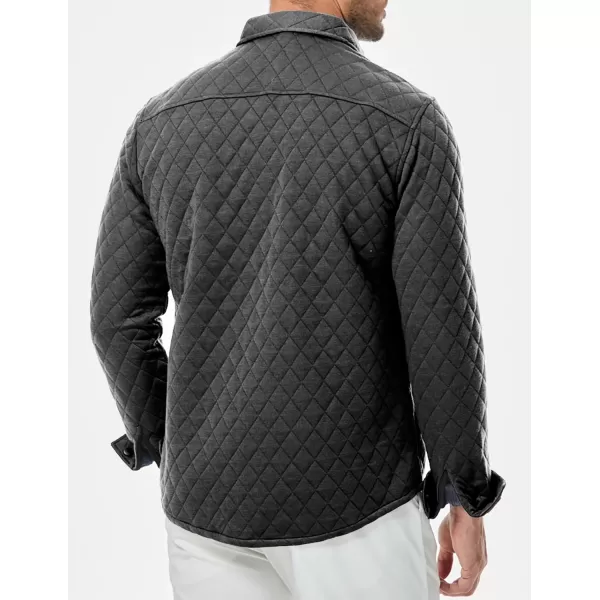JMIERR Mens Quilted Shirt Jackets Casual Long Sleeve Snap Button Down Shirts with Pockets