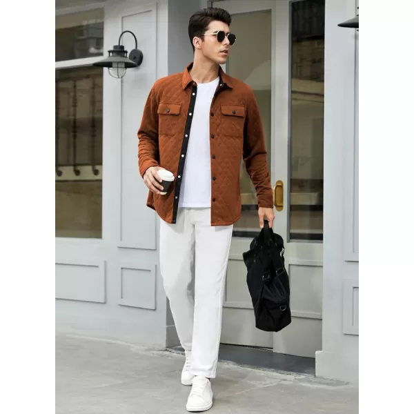 JMIERR Mens Quilted Shirt Jackets Casual Long Sleeve Snap Button Down Shirts with Pockets