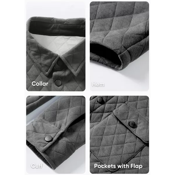 JMIERR Mens Quilted Shirt Jackets Casual Long Sleeve Snap Button Down Shirts with Pockets