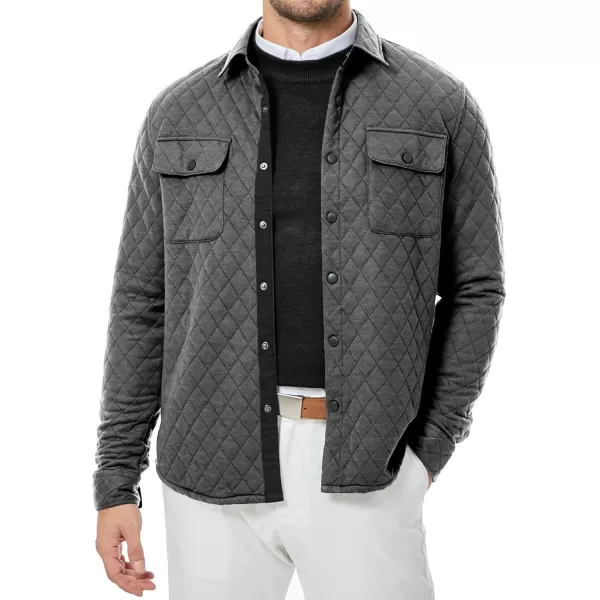 JMIERR Mens Quilted Shirt Jackets Casual Long Sleeve Snap Button Down Shirts with Pockets