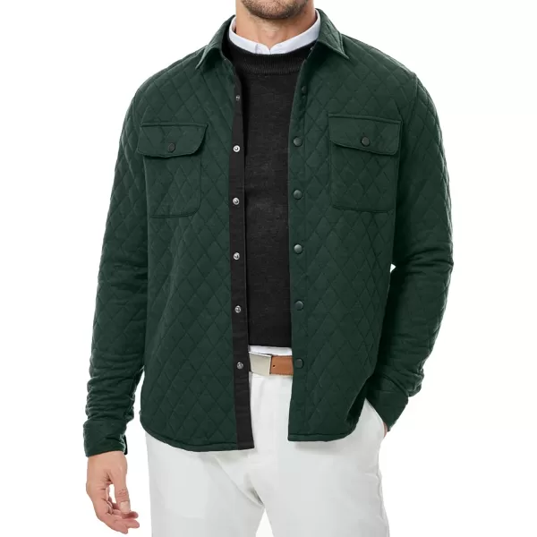 JMIERR Mens Quilted Shirt Jackets Casual Long Sleeve Snap Button Down Shirts with Pockets