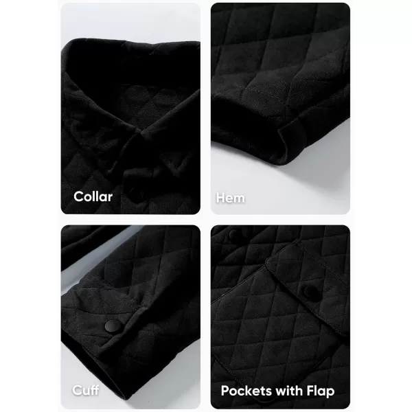 JMIERR Mens Quilted Shirt Jackets Casual Long Sleeve Snap Button Down Shirts with Pockets
