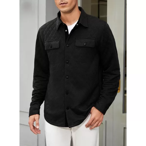 JMIERR Mens Quilted Shirt Jackets Casual Long Sleeve Snap Button Down Shirts with Pockets