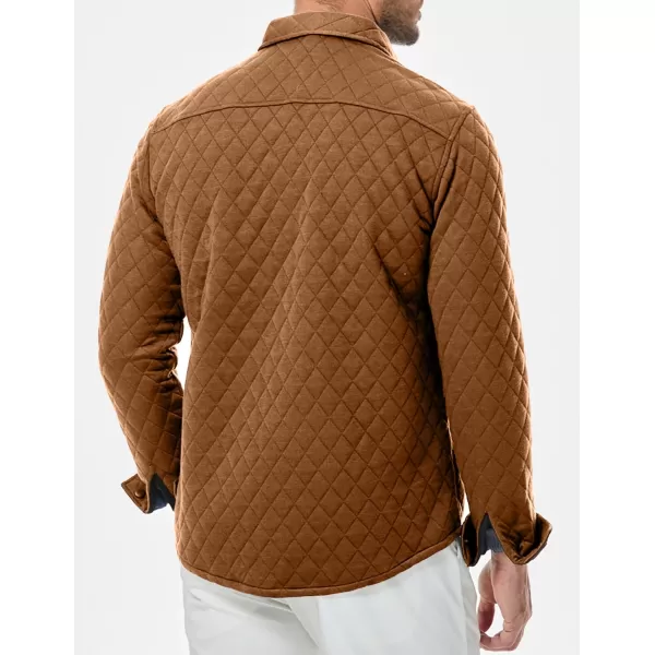 JMIERR Mens Quilted Shirt Jackets Casual Long Sleeve Snap Button Down Shirts with Pockets