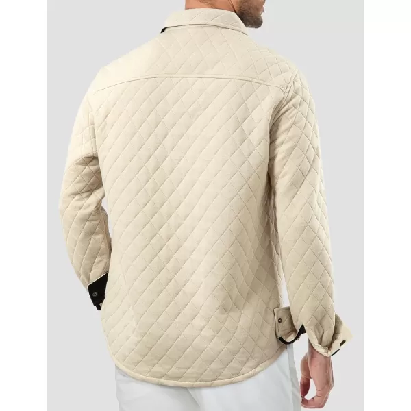 JMIERR Mens Quilted Shirt Jackets Casual Long Sleeve Snap Button Down Shirts with Pockets