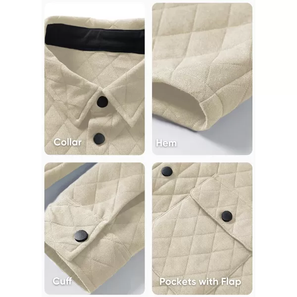 JMIERR Mens Quilted Shirt Jackets Casual Long Sleeve Snap Button Down Shirts with Pockets