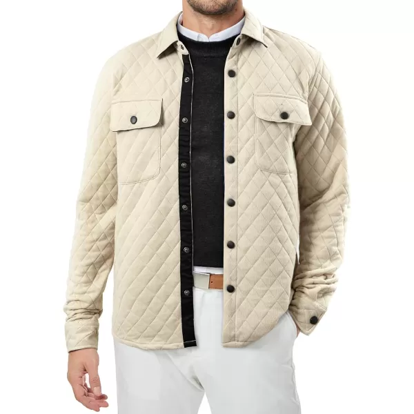 JMIERR Mens Quilted Shirt Jackets Casual Long Sleeve Snap Button Down Shirts with Pockets