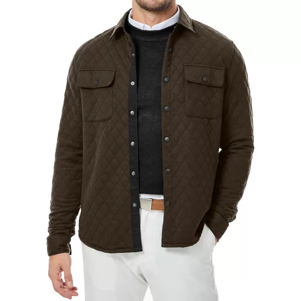 JMIERR Mens Quilted Shirt Jackets Casual Long Sleeve Snap Button Down Shirts with Pockets
