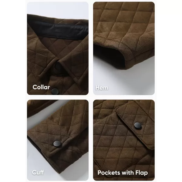 JMIERR Mens Quilted Shirt Jackets Casual Long Sleeve Snap Button Down Shirts with Pockets