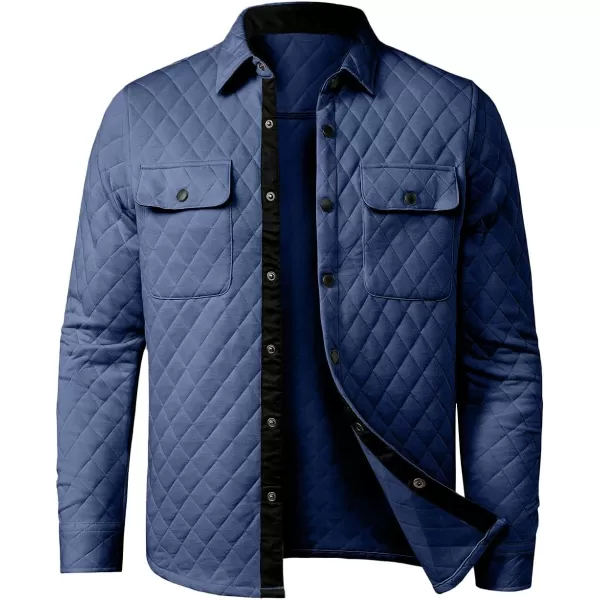 JMIERR Mens Quilted Shirt Jackets Casual Long Sleeve Snap Button Down Shirts with Pockets