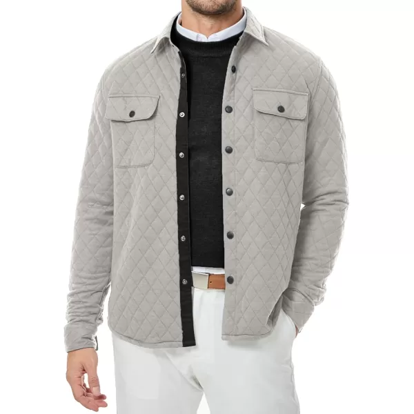 JMIERR Mens Quilted Shirt Jackets Casual Long Sleeve Snap Button Down Shirts with Pockets