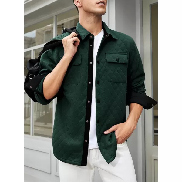 JMIERR Mens Quilted Shirt Jackets Casual Long Sleeve Snap Button Down Shirts with Pockets