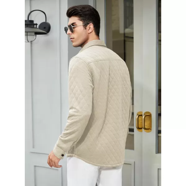 JMIERR Mens Quilted Shirt Jackets Casual Long Sleeve Snap Button Down Shirts with Pockets