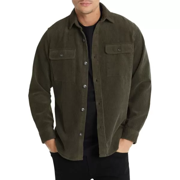 JMIERR Men's Corduroy Jacket Casual Button Down Shirts Long Sleeve Shacket Jackets Slim Fit Jacket with Flap Pockets