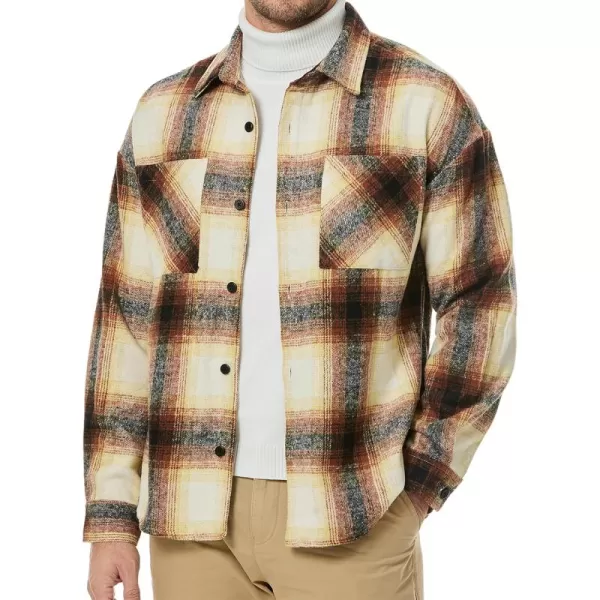 JMIERR Mens Flannel Shirts Shackets Casual Button Down Long Sleeve Plaid Shirt Cotton Lightweight Jackets with Pockets