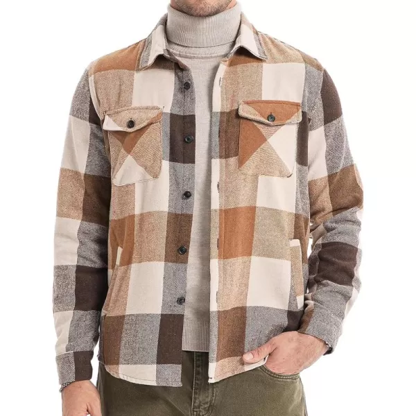 JMIERR Mens Flannel Shirts Shackets Casual Button Down Long Sleeve Plaid Shirt Cotton Lightweight Jackets with Pockets
