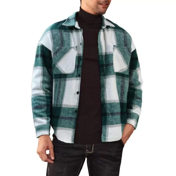 JMIERR Mens Flannel Shirts Shackets Casual Button Down Long Sleeve Plaid Shirt Cotton Lightweight Jackets with Pockets