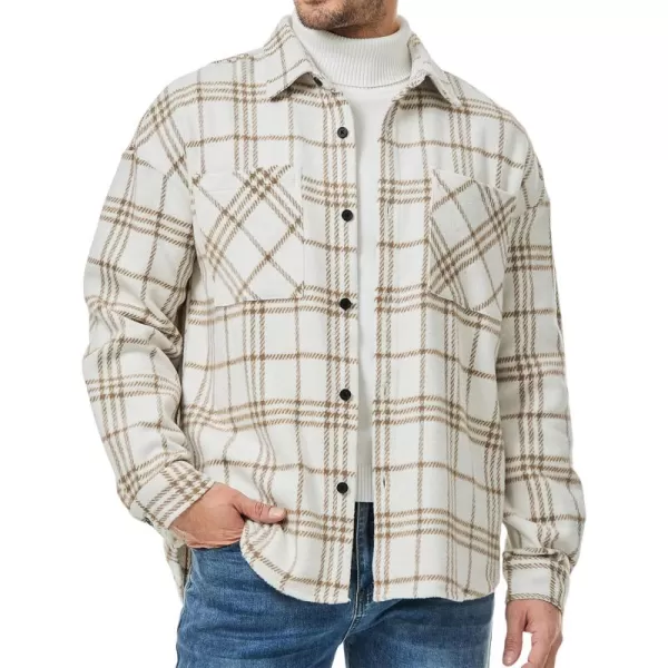 JMIERR Mens Flannel Shirts Shackets Casual Button Down Long Sleeve Plaid Shirt Cotton Lightweight Jackets with Pockets