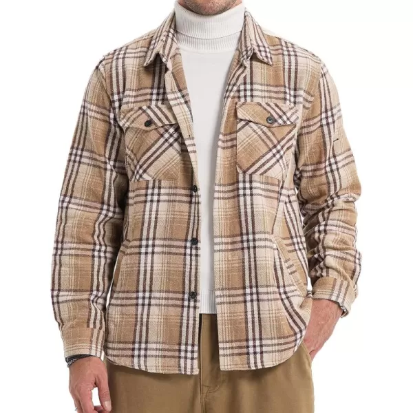 JMIERR Mens Flannel Shirts Shackets Casual Button Down Long Sleeve Plaid Shirt Cotton Lightweight Jackets with Pockets