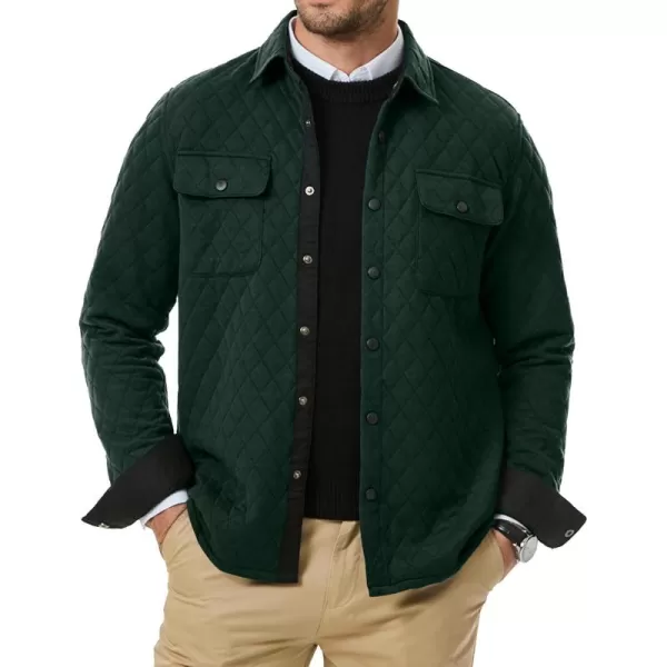 JMIERR Mens Quilted Shirt Jackets Casual Long Sleeve Snap Button Down Shirts with Pockets