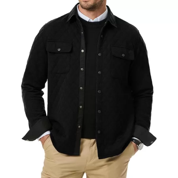 JMIERR Mens Quilted Shirt Jackets Casual Long Sleeve Snap Button Down Shirts with Pockets