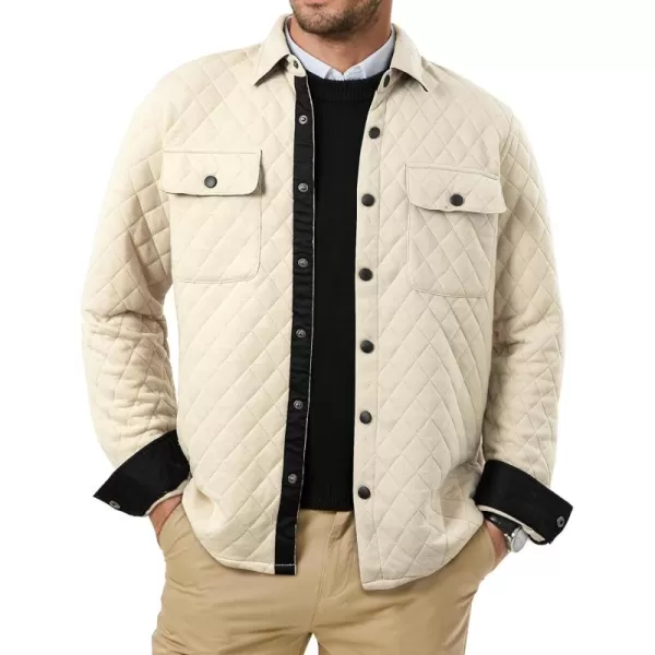 JMIERR Mens Quilted Shirt Jackets Casual Long Sleeve Snap Button Down Shirts with Pockets