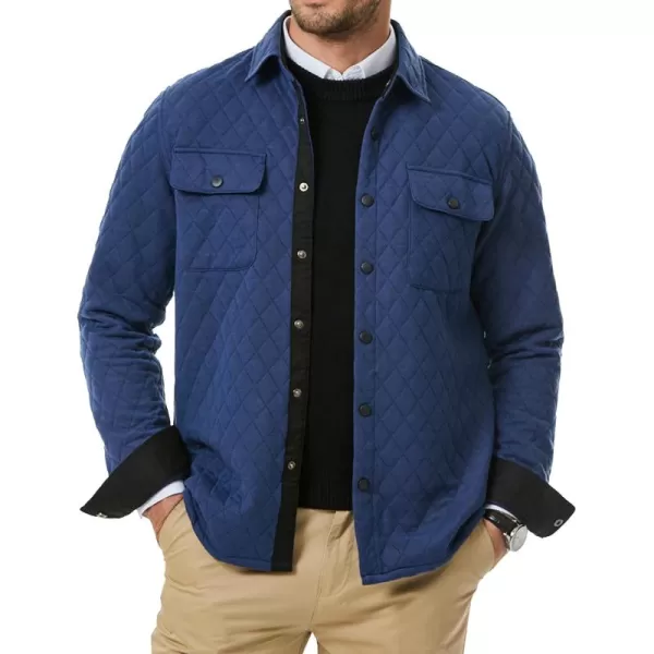 JMIERR Mens Quilted Shirt Jackets Casual Long Sleeve Snap Button Down Shirts with Pockets